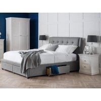Julian Bowen Fullerton 4 Drawer Bed Super King Grey Linen Fabric Bed