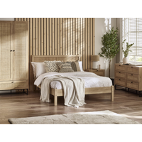 Julian Bowen Padstow Rattan King Size Oak Wooden Bed