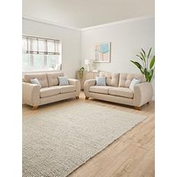 Very Home Prent 3 + 2 Seater Fabric Sofa Set (Buy & Save!) - Natural - Made To Order In The Uk