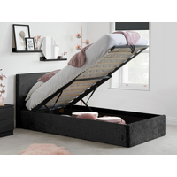 Birlea Berlin Crushed Velvet Ottoman Single Crushed Velvet Black Ottoman Bed