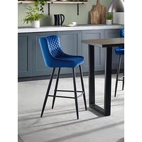 Julian Bowen Luxe Velvet Bar Stool - Blue