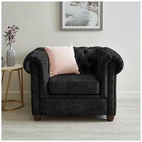 Very Home Chester Chesterfield Leather Look Armchair - Black - Fsc&Reg; Certified