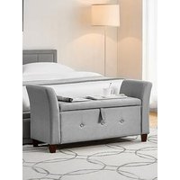 Vida Designs Seville Linen Storage Ottoman - Light Grey