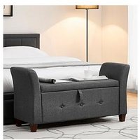 Vida Designs Seville Fabric Storage Ottoman - Dark Grey