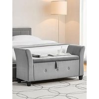Vida Designs Seville Velvet Storage Ottoman - Light Grey