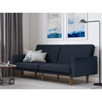 Dorel Paxson Linen Sofa Bed with Wooden Feet Navy Blue Linen Sofa Bed