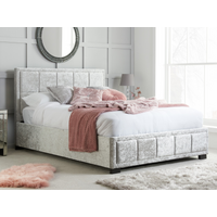 Birlea Hannover Steel Crushed Velvet Double Steel Crushed Velvet Fabric Bed