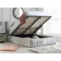 Birlea Hannover Fabric Ottoman Bed Double Steel Crushed Velvet Ottoman Bed