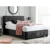 Birlea Hannover Black Crushed Velvet King Size Black Crushed Velvet Fabric Bed