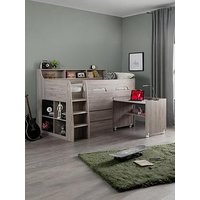Julian Bowen Noah Midsleeper Bed With Storage And Desk - Grey