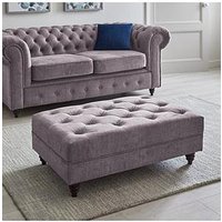Very Home Laura Chesterfield Fabric Footstool - Grey - Fsc&Reg; Certified
