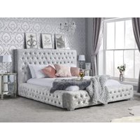 Birlea Grande King Size Steel Crushed Velvet Fabric Bed