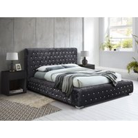 Birlea Grande Double Black Crushed Velvet Fabric Bed