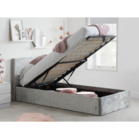 Birlea Berlin Crushed Velvet Ottoman Single Crushed Velvet Steel Ottoman Bed
