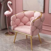 Elegant Nordic Makeup Chair Velvet Vanity Chair Princess Dressing Stool Luxury Nail Salon Stylish Chair for Girls
