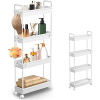 4-Tier Storage Rack Trolley Cart Slide Rolling Utility Mobile Shelving Organizer Snack storage for Kitchen Bathroom