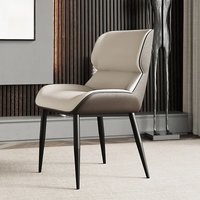 UVR Modern Household Senior Dining Chair Balcony Sedentary Comfortable Backrest Chair Simple Light Luxury Leather Soft Chair