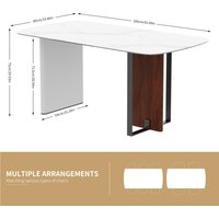 160CM Large Kitchen Table for 4-6 People Rectangular Dinner Table Dining Room Furniture Stone Glass-top Banquet Hall No Chairs