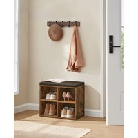VASAGLE Shoe Bench with Cushion, Shoe Storage Bench with 4 Compartments, 2 Adjustable Shelves and Padded Seat