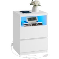 VASAGLE KAILYN Collection - Nightstand with Adjustable LED Light, Bedside Table with Drawers, Side Table
