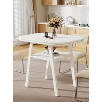 Tribesigns Dining Table for 2-4 People, 31.5 Inches Small Modern Kitchen Table with Storage Shelf and Metal Frame Legs for Dinin