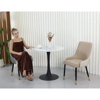 2pcs Modern Luxury Microfiber Leather Upholstered Dining Chairs Lion Head Knocker Breakfast Kitchen Chairs