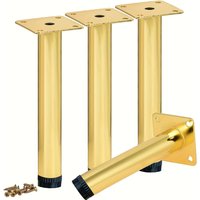 4 inch / 10cm Adjustable Metal Furniture Legs, Pack of 4 Round Gold Iron Heavy Duty Sofa Legs, DIY Replacement Feet for Couch