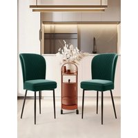 Velvet dining chair (2 pcs),Modern Vanity Chair Kitchen Accent Occasional Chair with Metal Legs,upholstered chair with backrest