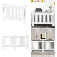 BRIEFNESS White Modern Radiator Cover, MDF Heater Cover with Striped Grille for Living Room Hallway Heater Cover Decoration