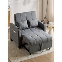 2 Seater Sofa Bed with Cup Holders,Pull Out Sleeper Sofa Convertible Fabric Sofa Chair Foldable Bed Settee