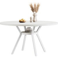 Tribesigns Dining Table for 4-6,  120cm Round Kitchen Table with Storage, Wooden Circle Dinner Table with Metal Legs