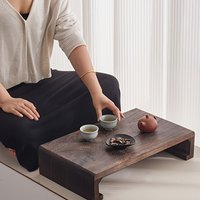 1pc Rectangle Wood Bed Table Trays with Foldable Legs,  Coffee Table & Tea Table, Painted, for Meditation, Sitting on The Floor