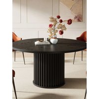 Tribesigns Black Round Dining Table for 4-6 People, 47.24-Inch Circle Kitchen Table with Sturdy Fluted MDF + Metal Base