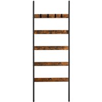 VASAGLE LLS011B01 LLS011B01 Angled Ladder Shelf 5 Tier 65cm Wide Steel Frame for Blankets Scarves Industrial Style
