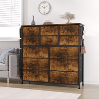 12 Drawers Dresser for Bedroom Fabric Tall Dresser Storage Organizer Cupboard with Side Pockets for Closet, Living Room, Hallway