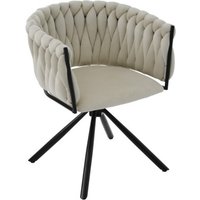 velvet dining chair, single light luxury living room bedroom swivel chair, Leisure swivel chair with four metal support legs