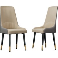 2-Piece Microfiber-Silicone Leather Dining Chairs, Modern Metal Legs Accent Chair for Living/Dining/Kitchen