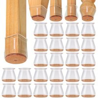 24pcs Transparent Silicone Chair Leg Covers with Felt Pads - Scratch & Noise Reduction Floor Protectors, Easy to Install