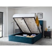 Julian Bowen Langham Scalloped Headboard Storage Bed Super King Teal Ottoman Bed