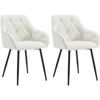 2PCS/Set Dining Chairs Upholstered Kitchen Chairs with Backrest Armrests Metal Legs for Office Home Dressing Table Leisure Chair