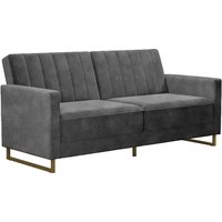 Dorel Skylar Velvet Sprung Seat Sofa Bed with Gold Sleigh Legs Grey Velvet Sofa Bed