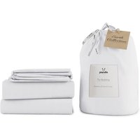Panda Bamboo and French Linen Bedding Set, King Size, Himalayan Pink