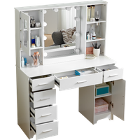 【11.11 Deals, Black Friday Deals 2025】Dressing Table Vanity Makeup Desk With LED Light Mirror And Cabinet Large Drawer