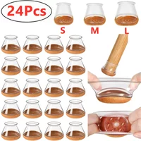 24pcs Chair Leg Caps Floor Protector Pads for Silicone Furniture Leg Mute Transparent Leg Protectors Cap Floor Scratch Resistant