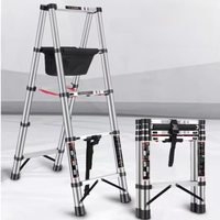 1.4+1.4M Folding Ladder Stainless Steel Scaffolding  Stairs Portable Ladder Folding for Home Telescopic Engineering Step Stool