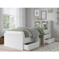 Kidsaw Captain's Cabin Bed with bookcase headboard Single White Cabin Bed